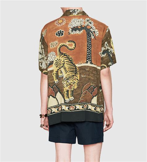 tiger short sleeve dress shirt gucci|Gucci tiger for sale.